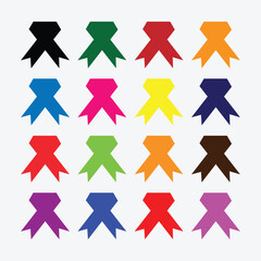 Awareness Ribbon Set. Award Ribbons Vector. World Cancer Day. Set of Colorful Awareness Ribbon.