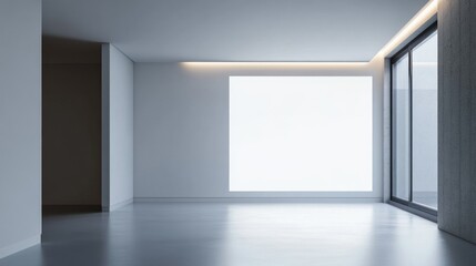 Fototapeta premium Modern Architecture Corridor with Glass Walls
