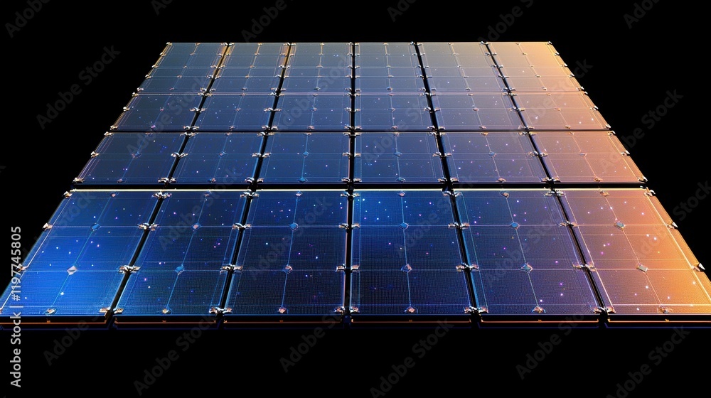 Poster a closeup photography of solar panel edges overlapping demonstrating how they create a continuous en