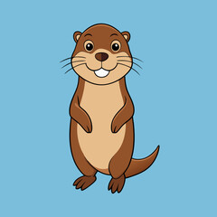 vector illustration of cartoon otter