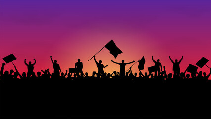 Fototapeta premium Protest crowd holding up placard 