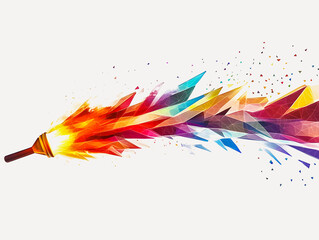 Obraz premium A dynamic digital artwork of the Olympic torch for the 2028 A dynamic digital artwork of the Olympic torch for the 2028 Los Angeles Games, featuring the USA flag in an abstract, geometric explosion. 