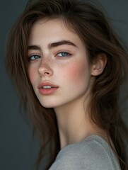 Fototapeta premium Elegant Woman with Dynamic Eyes and Bold Lips