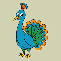 cartoon peacock vector