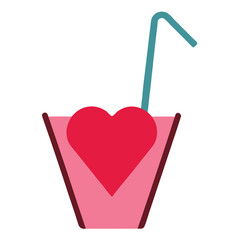 a milkshake with two straws in the shape of a hear