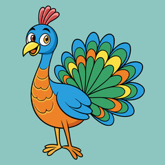 cartoon peacock vector