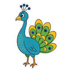 cartoon peacock vector