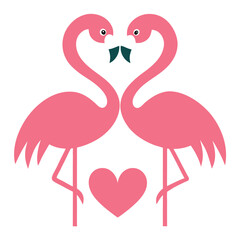 flamingos standing together their necks forming-a
