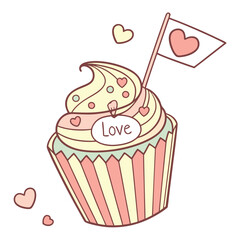 a cupcake topped with heart shaped sprinkles and-a