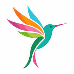 Vibrant colorful hummingbird logo design for a nature-themed brand.