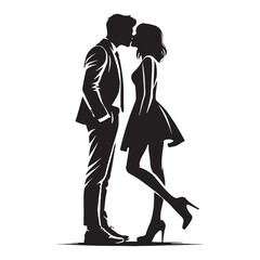 Majestic couple kissing silhouette for artistic needs - Couple kissing vector, Couple kissing illustration - Valentine silhouette

