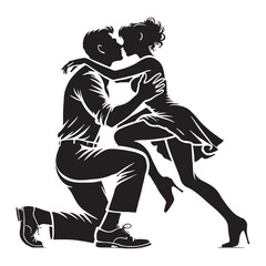 Minimalistic couple kissing silhouette for unique designs - Couple kissing vector, Couple kissing illustration - Valentine silhouette

