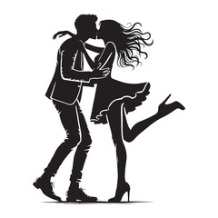 Stylish couple kissing silhouette for versatile media applications - Couple kissing vector, Couple kissing illustration - Valentine silhouette

