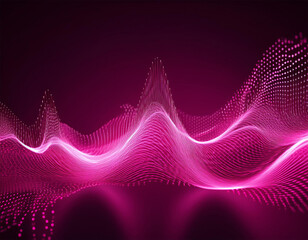 music wave of particles big data visualization abstract pink background with a dynamic wave 3d rendering