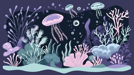 Naklejka premium Captivating Underwater Scene: A Vibrant Coral Reef Ecosystem