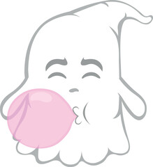 vector illustration character ghost cartoon, chewing and making bubblegum balloon candy