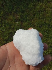 white fertilizer or a crystal of nitrogen fertilizer