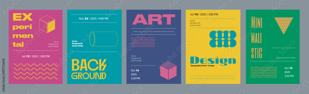 Aufkleber abstract cover typography template. posters layouts with colourful geometric simple compositions wit