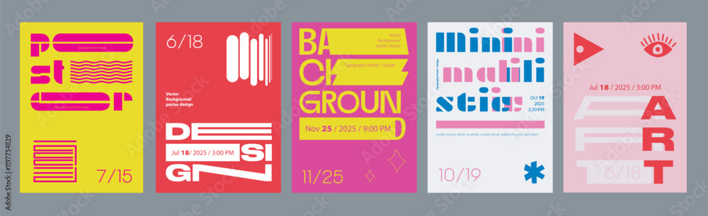 Aufkleber abstract cover typography template. posters layouts with bright visual contrast compositions with dy