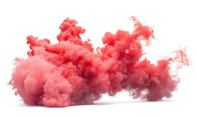 Pink smoke cloud, vibrant and fluffy, swirling in dynamic shapes, creating an ethereal atmosphere, isolated on transparent background, png