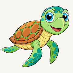 sea turtle cartoon vector