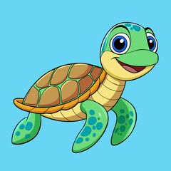 sea turtle cartoon vector