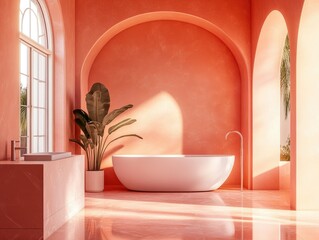 Luxury Bathroom Interior with Pink Aesthetic