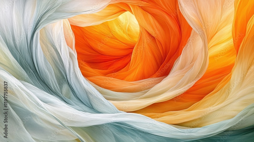 Aufkleber swirling colors of orange and white create a mesmerizing abstract pattern in fabric layers