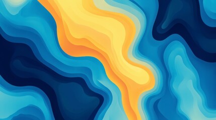 Stunning Abstract Landscape Design with Vibrant Blue and Yellow Layered Colors