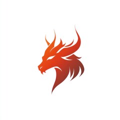Naklejka premium Dragon head graphic, profile view, on white, fantasy themed for design and gaming