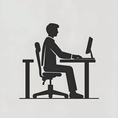 Vector silhouette of a person using a computer.