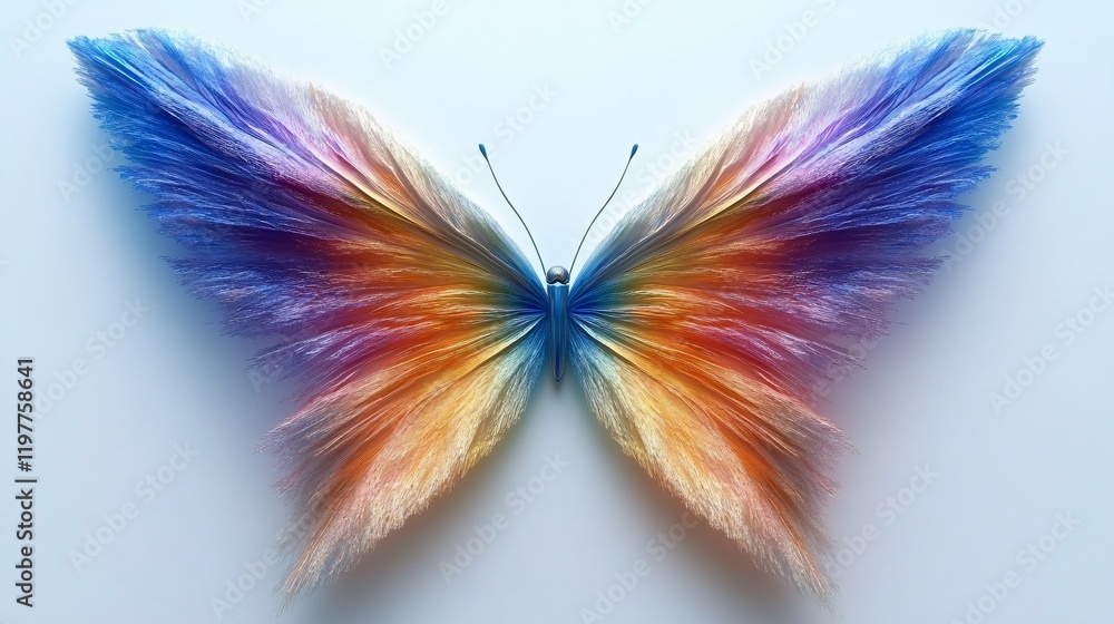 Poster vibrant butterfly design featuring a spectrum of colors on a soft background