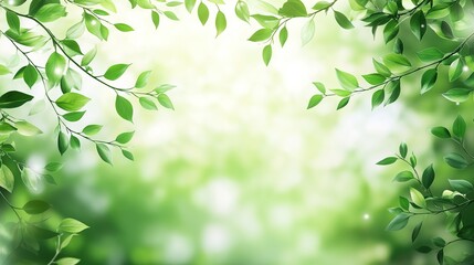 Obraz premium Delicate willow branches in fresh green, soft morning light, serene and minimalist Qingming Festival scene.
