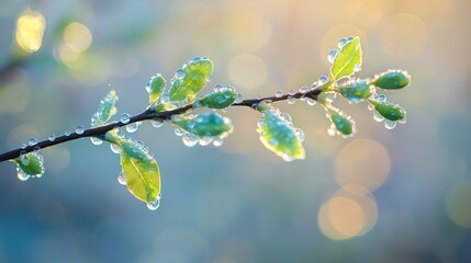 Delicate willow branches in fresh green, soft morning light, serene and minimalist Qingming Festival scene.
