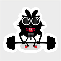 Bunny character. Sticker. Vector design. GYM