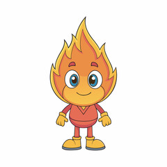 Fire Cute Character Flat Cartoon Vector Design Illustration 