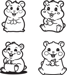 Obraz premium Cute Hamster Vector Illustrations Collection