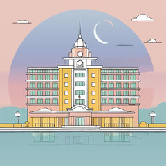 cartoon sketch of noble hotel cartoon vector