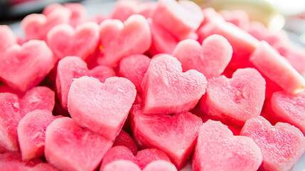 Obraz premium Delightful HeartShaped Gelatin Desserts Artfully Arranged on a Vibrantly Colorful Plate