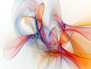 Fototapeta premium Abstract swirling colorful lines dance playfully against a bright white background. AI Generated