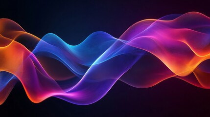 Fototapeta premium Abstract Vibrant Waves Flowing Dark Background. AI Generated