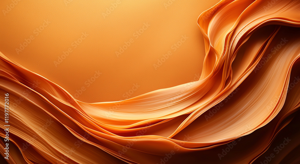 Poster a close-up view of flowing orange fabric creating smooth, wavy patterns