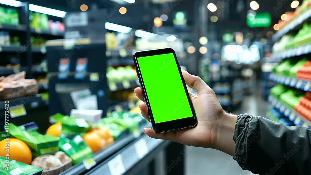 Poster a modern checkout counter with a customer holding their smartphone close to an nfc reader, displayin