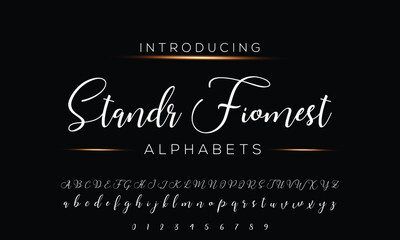 Classic typography serif font. Uppercase, lowercase, ligatures, ampersand, alternate, and number. Vector illustration word. Lettering Minimal Fashion Designs Romance Elegant Vector illustration.