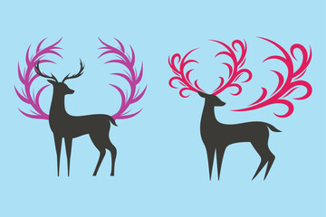  A set of deer logo vector illustration.