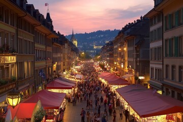 Fototapeta premium Experience the vibrant summer festivals of switzerland a celebration of nature and culture