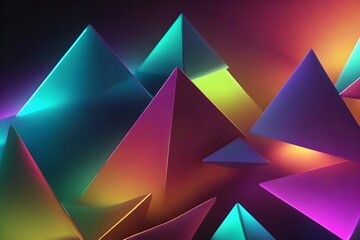 Abstract 3D polygon art in neon tones