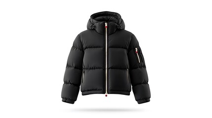 Naklejka premium Black Hooded Puffer Jacket