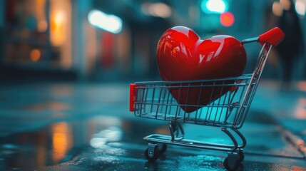 Red Heart on Shopping Cart