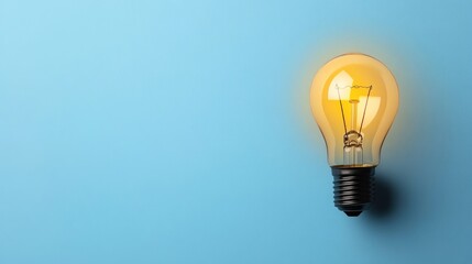 A glowing light bulb against a blue background, symbolizing ideas and innovation.
